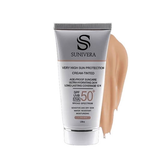 ضد آفتاب رنگی سانیورا مناسب پوست خشک بژ تیره spf50