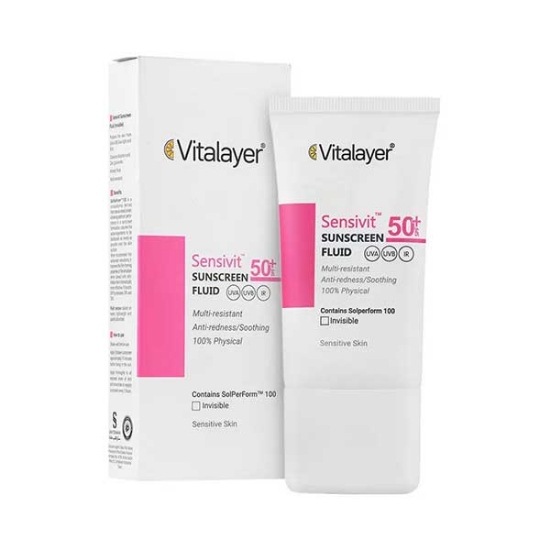 فلوئید ضد آفتاب ویتالیر مدل سنسی ویت بی رنگ  Sensivit Invisible VITALAYER  حجم 50 میلی لیتر