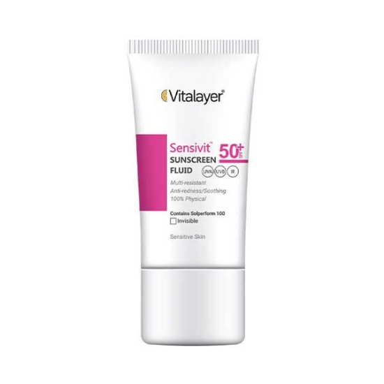 فلوئید ضد آفتاب ویتالیر مدل سنسی ویت بی رنگ  Sensivit Invisible VITALAYER  حجم 50 میلی لیتر